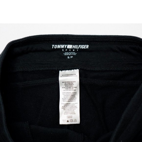 TOMMY HILFIGER SPORT Jogger Womens S/P Black Stretch Drawstring Waist Logo Pants - Picture 5 of 7